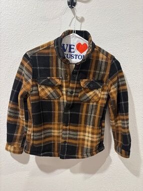 Kids Member's Mark Women's Sherpa Lined Fleece Shacket Plaid S 6/7